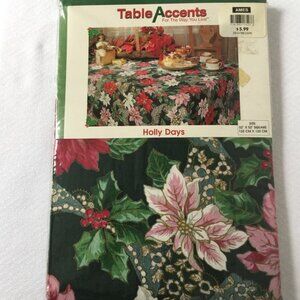 Vintage Ames Christmas Holiday Tablecloth New MCM Tablecloth Square 52x52